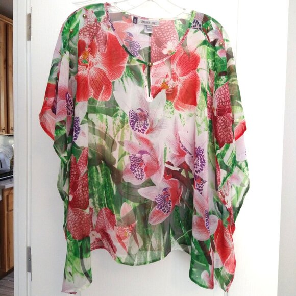 JENNIFER LOPEZ - Floral Scarf Top - Large - Picture 6 of 6